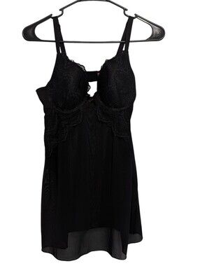 Juicy Couture Womens Large Intimates Black Lingerie Dress y2k Dark Romance Goth